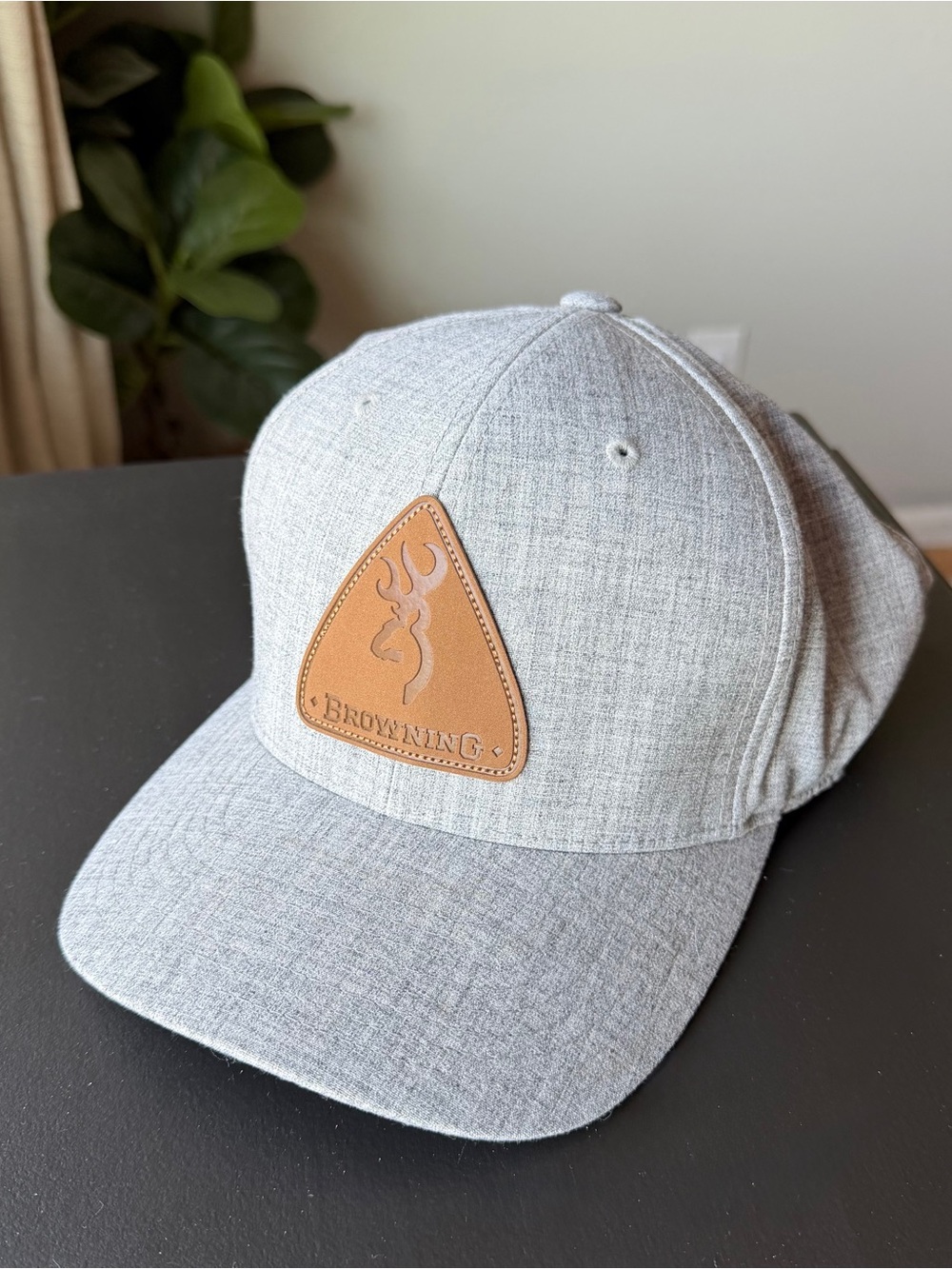 New Browning Gray Buckmark Logo Slug Snap Back Hat Tan Buckmark Patch Size OS